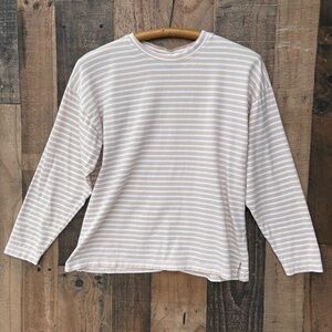 AYR Tan Striped Crewneck Tee